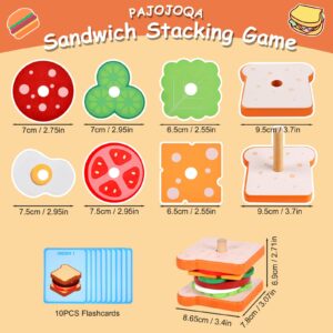 Wooden Sandwich Stacking Toys, Montessori Toys for Toddlers Kitchen Play Food Educational Preschool Learning Toys Christmas Birthday Gift Kids Toys for Boys Girls 3 4 5 Years Old (Sandwich)