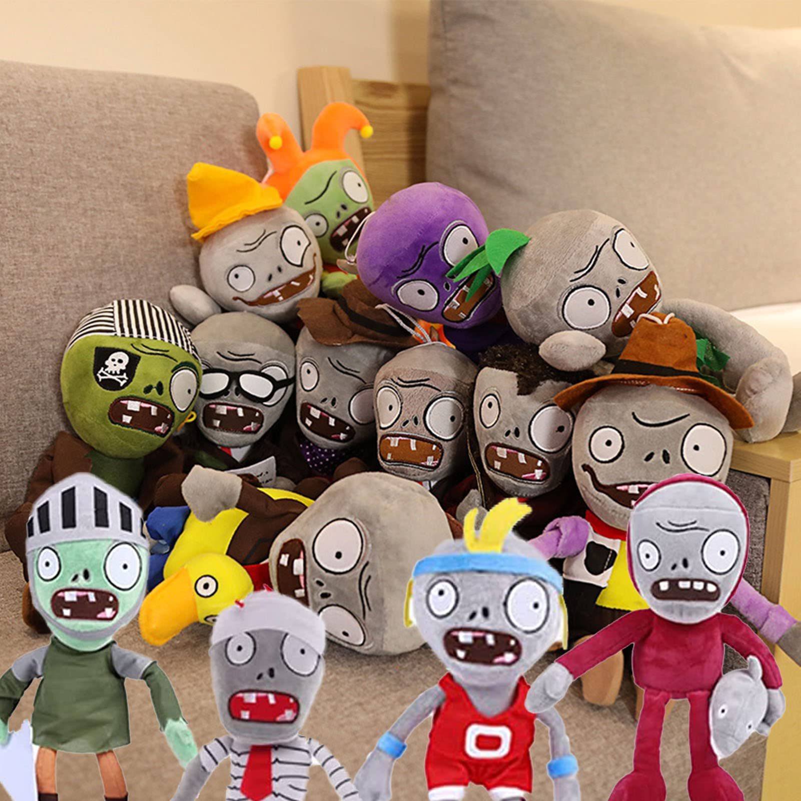 JHESAO 25 PCS PVZ Plush Zombies Plants Sets Random Different Types Toy, PVZ Plushies 1 2 Stuffed Soft Doll, PVZ Figure Doll New