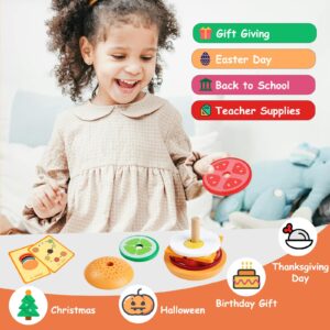 Wooden Burger Stacking Toys, Montessori Toys for Toddlers Fine Motor Skills Toys Educational Learning Toys Play Food Kids Toys for Boys Girls 3 4 5 Years Old (Burger)