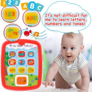 Awefun Baby Tablets Toys, Toddler Musical Play Tablet Toy 6-12 12-18 18-24 Months, Baby Tablet Learning Educational Baby Toys for 1 2 3 Year Old Boys Girls with Music Light