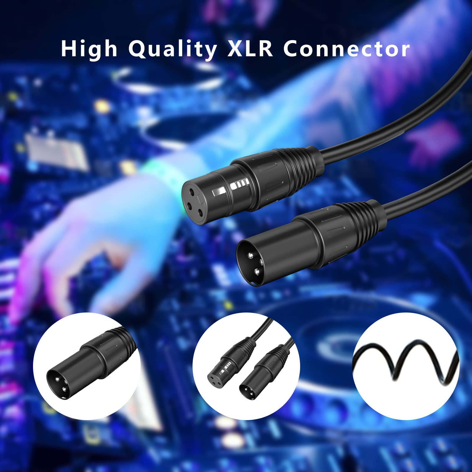 HOOH XLR Cables 25Fts 4 Pack XLR Cables, XLR Microphone Cable, 3-pin XLR Speaker Cable Male to Female Balanced Mic Cable