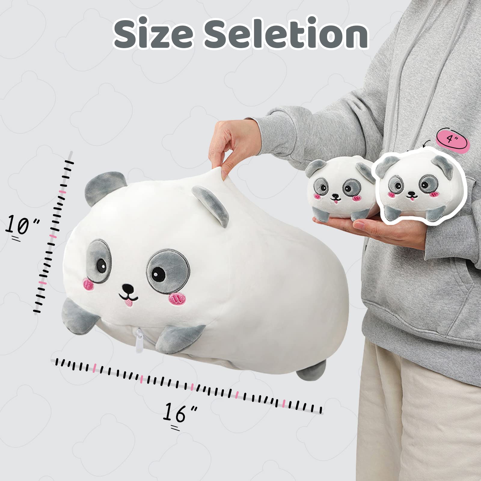 AIXINI Cute Panda Mommy Stuffed Animal with 4 Little Baby Pandas Plush, Super Soft Cartoon Hugging Toy Gifts for Bedding, Kids Sleeping Kawaii Pillow