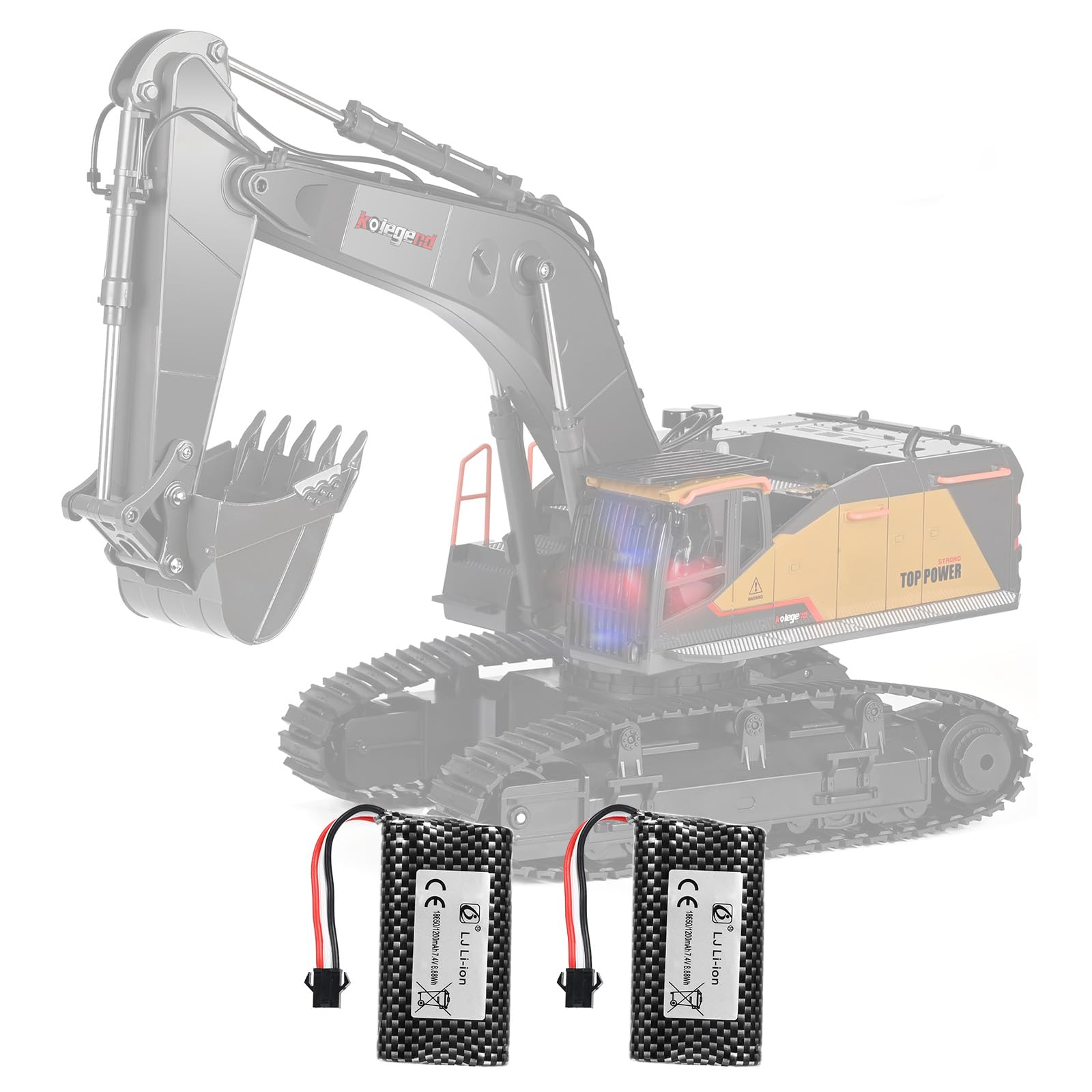 kolegend Remote Control Excavator Accessories 7.2V 1200Mah Rechargeable Battery with USB Charger Cable for 1592 rc Construction Vehicle