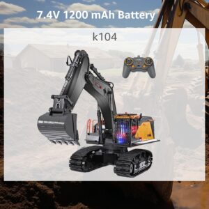 kolegend Remote Control Excavator Accessories 7.2V 1200Mah Rechargeable Battery with USB Charger Cable for 1592 rc Construction Vehicle