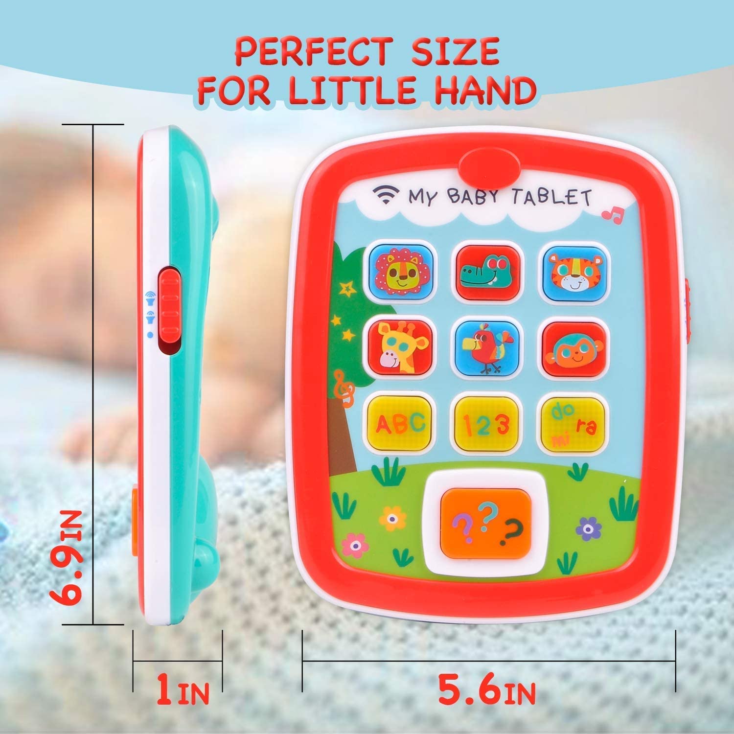 Awefun Baby Tablets Toys, Toddler Musical Play Tablet Toy 6-12 12-18 18-24 Months, Baby Tablet Learning Educational Baby Toys for 1 2 3 Year Old Boys Girls with Music Light