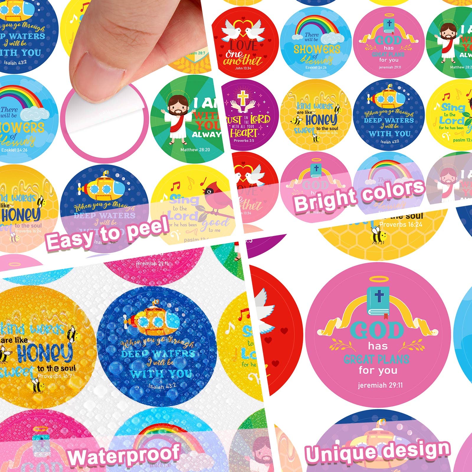 600 Pcs Christian Stickers for Kids Bible Verse Faith Jesus Stickers Religious Catholic Bible Stickers for Toddler Art Crafts for Kids Sunday School Party Supplies (Angel Style)