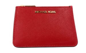 michael kors jet set travel small coin pouch with id (chili)