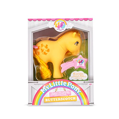 My Little Pony, 40th Anniversary 4-Inch Butterscotch, Original 1983 Collection, Long, Brushable Mane and Tail, Action Figure, Great for Kids, Toddlers, Girls, Ages 4+