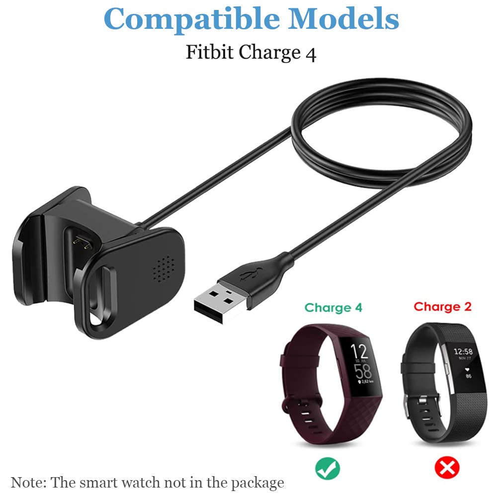 Threeeggs Compatible with Fitbit Charge 4 Charger, Replacement USB Charging Cable Cord for Charge 4 / Charge 3 Smartwatch 55cm/1.8ft (1)