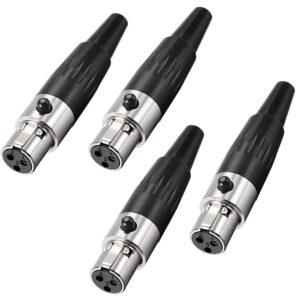 XMSJSIY 3Pin Mini XLR Connector TA4F Adapter Female Plug Mic Microphone Audio Connector,Mini XLR Cable Ends Replacement F-Plug Audio Socket-4PCS (3Pin Mini XLR Female)