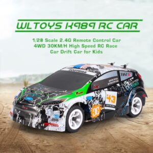 LEOSO Wltoys K989 RC Car 3pcs Upgraded 500mah Battery 1/28 RC Car 2.4G Remote Control Cars 4WD Tabletop Drift Rc Car 30km/h Mini RC Drift Car for Kids Gifts