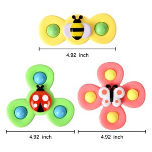 3PCS Suction Cup Spinner Toys for 1 2 Year Old Boys Spinning Toys 12-18 Months Sensory Toys for Toddlers 1-3 First Birthday Baby Gifts for Girls