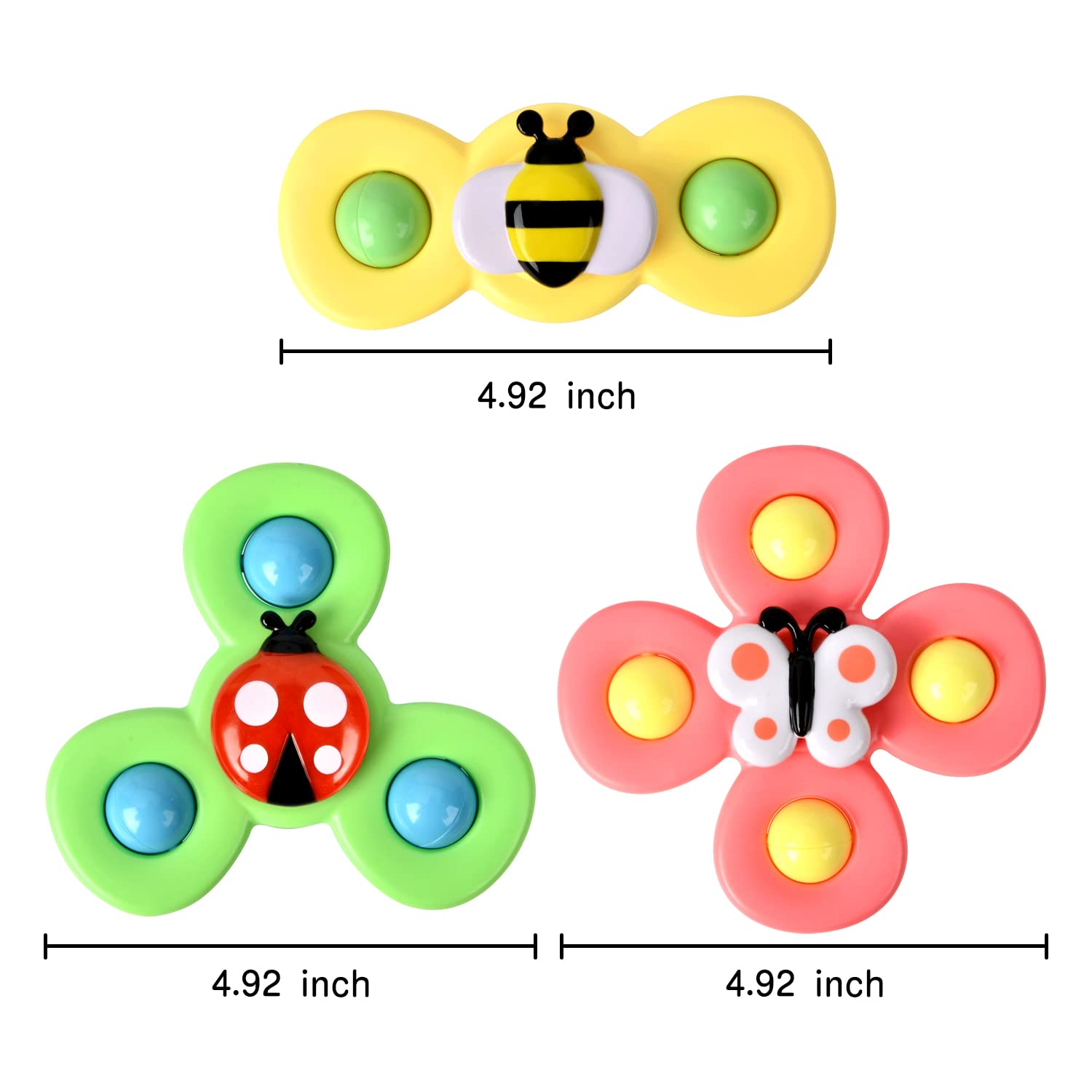 3PCS Suction Cup Spinner Toys for 1 2 Year Old Boys Spinning Toys 12-18 Months Sensory Toys for Toddlers 1-3 First Birthday Baby Gifts for Girls