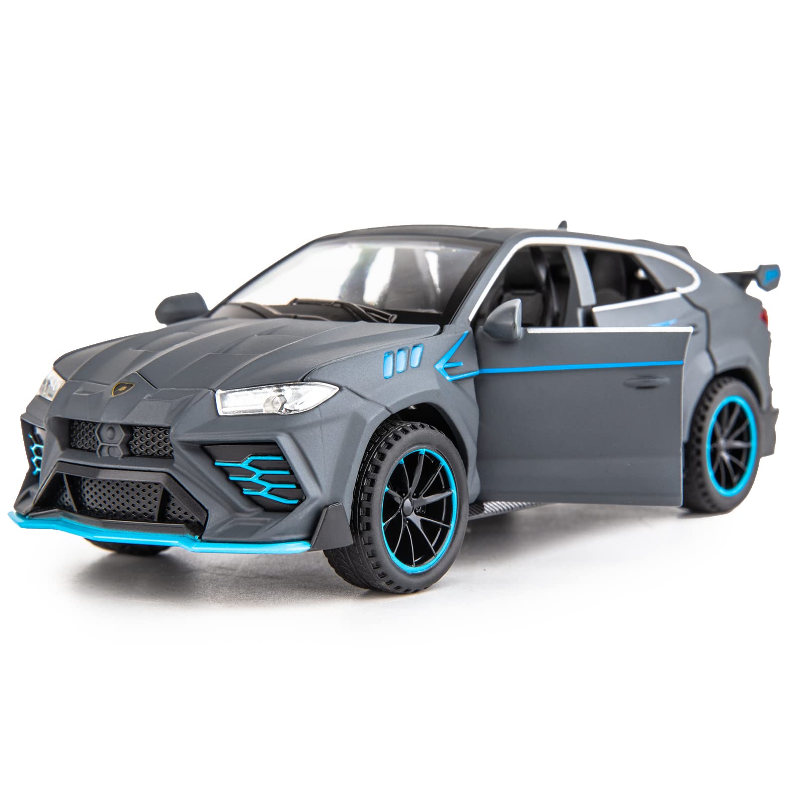 WAKAKAC Compatible for 1/32 Lambo Urus Model Car Diecast Collectible Pull Back Toy Car with Light and Sound Toy Vehicle for 3+ Year Old Kids Boys Gift Gray