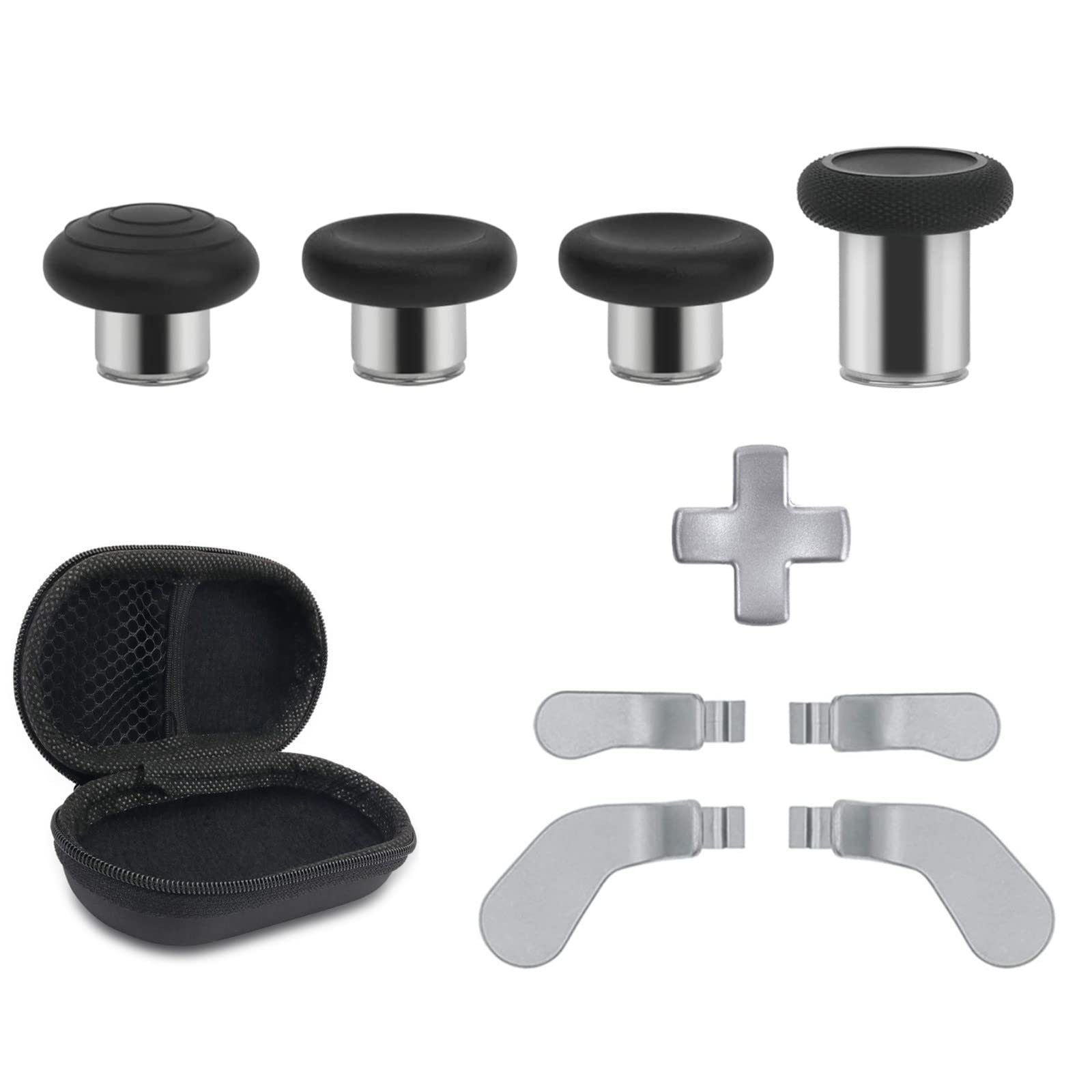 Metal Replacement Thumbsticks for Xbox Elite Controller Series 2 Core,Component Pack Includes 4 Swap Magnetic Joysticks,4 Paddles,1 Standard D-Pads, Accessories Parts for Xbox One Elite 2 (Silver)