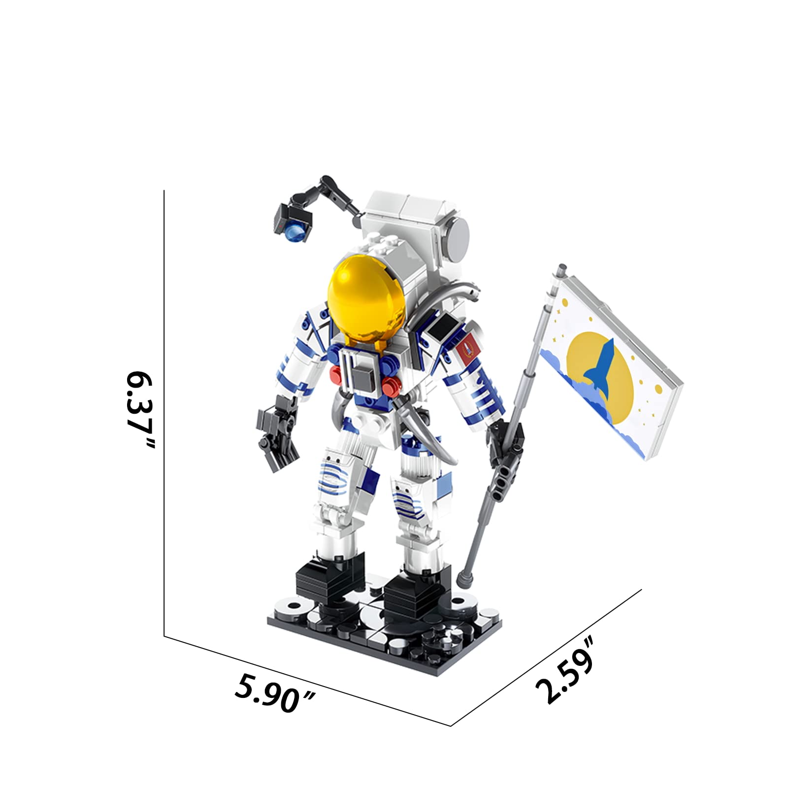 SIENON Astronaut Toys Building Kit for Kids and Adults-229pcs Building Block Astronaut Figure Holding The Flag with Movable Joints, DIY Spaceman Assembly Construction STEM Toy City Space Building Set