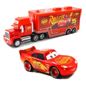 movie cars toys red lightning mcqueen mack hauler truck & racer speed racers metal toy car 1:55 loose kid toys (1)