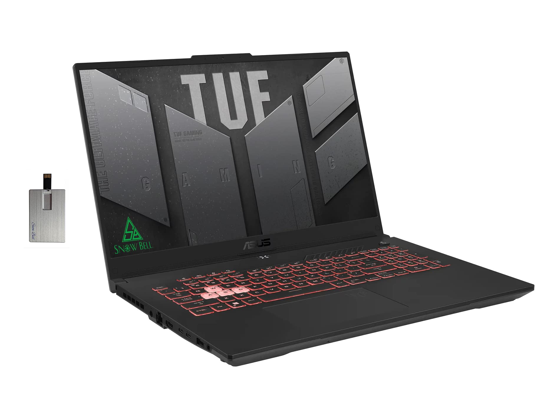 ASUS 2021 TUF A17 17.3" FHD 144Hz Gaming Laptop, AMD Ryzen 7-6800H Processor, 16GB DDR5 RAM, 512GB PCIe SSD, Backlit Keyboard, GeForce RTX 3060 6G DDR6, HD Webcam, Windows 11, Gray, 32GB USB Card