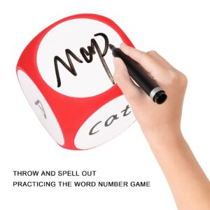 Alomejor Dry Erase Dice Cubic, Portable Cleanable Write On Wipe Off Dice for Kids Teaching (Red)