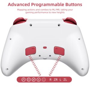 White Wireless Bluetooth Pro Controller for IOS/Android Phone, Switch/OLED/Lite, Steam Deck, PC, Multi Platform with RGB Light, Programmable Back Buttons, Headphone Jack, Anime Girl Touro