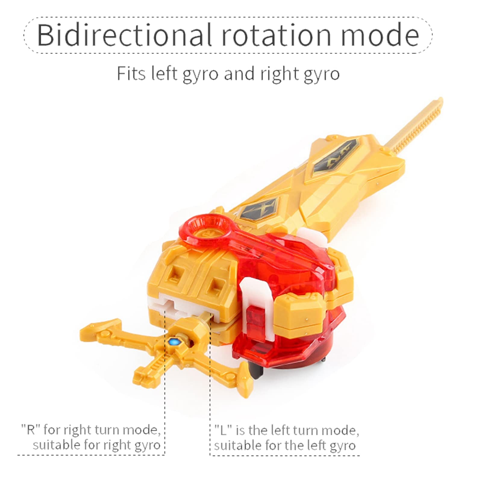 Battling Bey B-200 Custom Power Sword Launcher LR Gyro Burst Launcher String Strong Spinning Top Toys Accessories Support Left and Right Rotation (Gold-2)