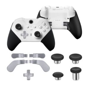 Metal Replacement Thumbsticks for Xbox Elite Controller Series 2 Core,Component Pack Includes 4 Swap Magnetic Joysticks,4 Paddles,1 Standard D-Pads, Accessories Parts for Xbox One Elite 2 (Silver)