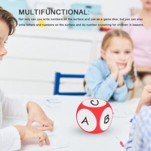 Alomejor Dry Erase Dice Cubic, Portable Cleanable Write On Wipe Off Dice for Kids Teaching (Red)