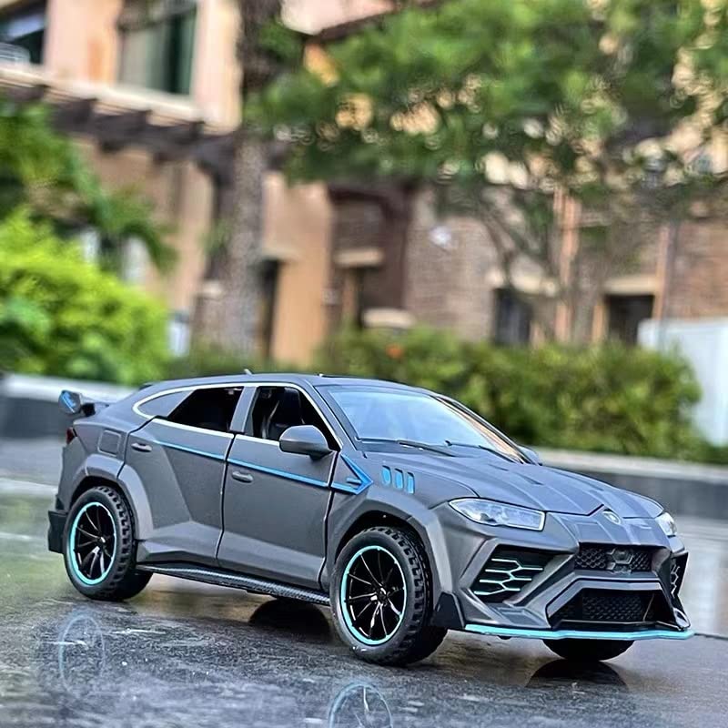 WAKAKAC Compatible for 1/32 Lambo Urus Model Car Diecast Collectible Pull Back Toy Car with Light and Sound Toy Vehicle for 3+ Year Old Kids Boys Gift Gray