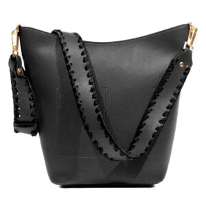 Niko Ineko Women's Bucket Shoulder Bag Kitty Snout Hardware Black