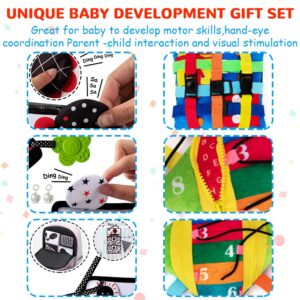 teytoy Baby Toys 6 to 12 Months Tummy Time Mirror Baby Gift Set Newborn Toys 0 3 Months Brain Development Newborn Gift Set High Contrast Baby Toys with Soft Baby Book Buckle Pillow 4 6 9 12 18 Month