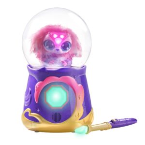 JKNEW Magical Misting Crystal Ball with Interactive 8 inch Blue Plush Toy and 80+ Sounds and Reactions, Electronic Pet, Ages 5+ (Pink)