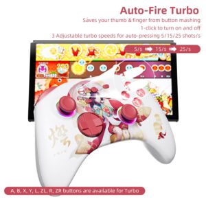 White Wireless Bluetooth Pro Controller for IOS/Android Phone, Switch/OLED/Lite, Steam Deck, PC, Multi Platform with RGB Light, Programmable Back Buttons, Headphone Jack, Anime Girl Touro