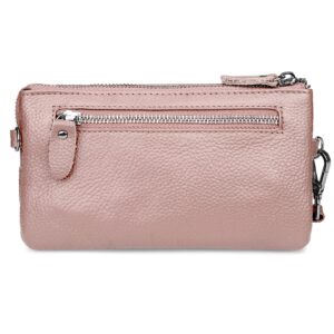 Uromee Wristlet Wallet Clutch Purses for Women Genuine Leather RFID Crossbody Bag Card Holder Detachable Shoulder Strap