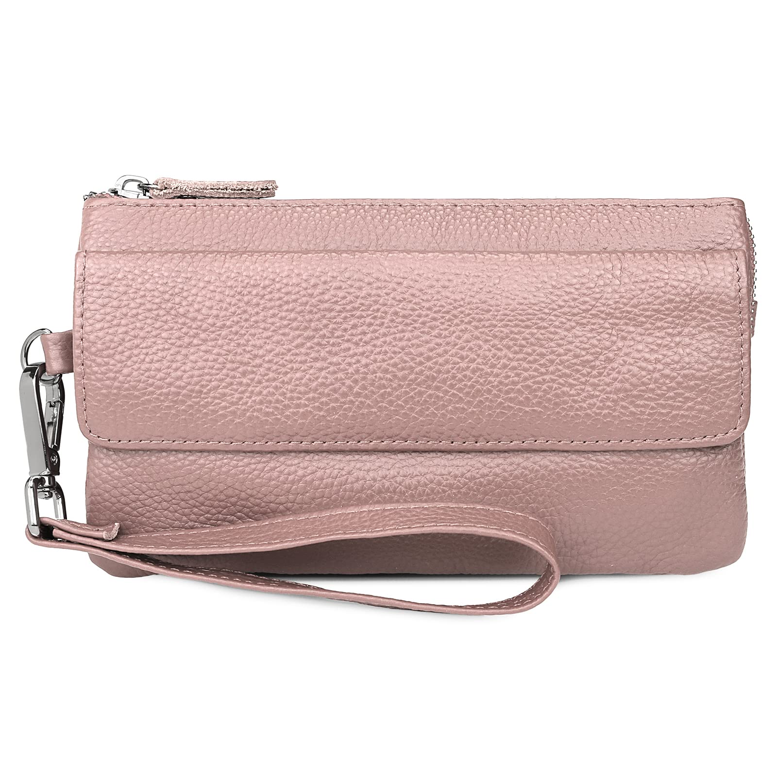 Uromee Wristlet Wallet Clutch Purses for Women Genuine Leather RFID Crossbody Bag Card Holder Detachable Shoulder Strap