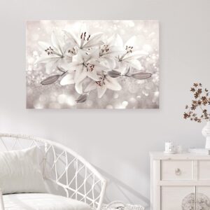 artgeist Acoustic Canvas Wall Art Lilies Flower 35x24 in - 1pcs Picture with Acoustic Foam Sound Print Artwork Room Acoustics Soundproofing Nature Botanical Plant b-C-10285-b-a