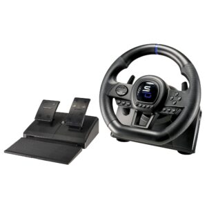 superdrive - sv650 racing steering wheel with pedal and paddle shifters for xbox serie x/s, switch, ps4, xbox one, pc, ps3 (programmable for all games)