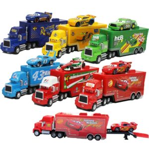 Movie Cars Toys Red Lightning McQueen Mack Hauler Truck & Racer Speed Racers Metal Toy Car 1:55 Loose Kid Toys (1)