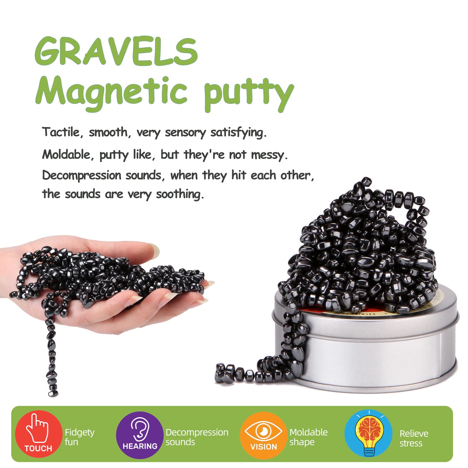 550pcs Magnetic Balls Fidget Toy for Adults, Gravels Ferrite Putty Magnet Toys Gift Stress Relief Desk Toys for Office