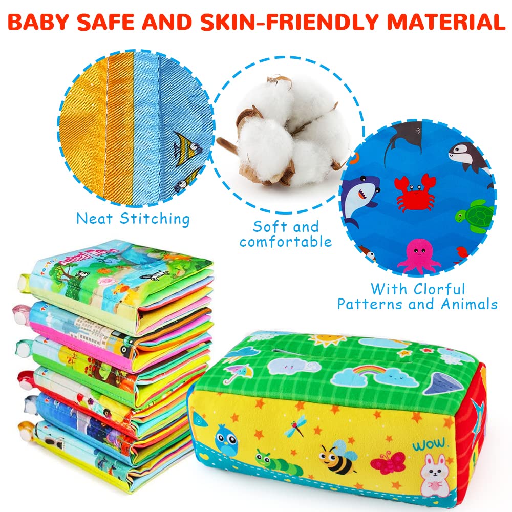 teytoy Baby Toys 6 to 12 Months Tummy Time Mirror Baby Gift Set Newborn Toys 0 3 Months Brain Development Newborn Gift Set High Contrast Baby Toys with Soft Baby Book Buckle Pillow 4 6 9 12 18 Month