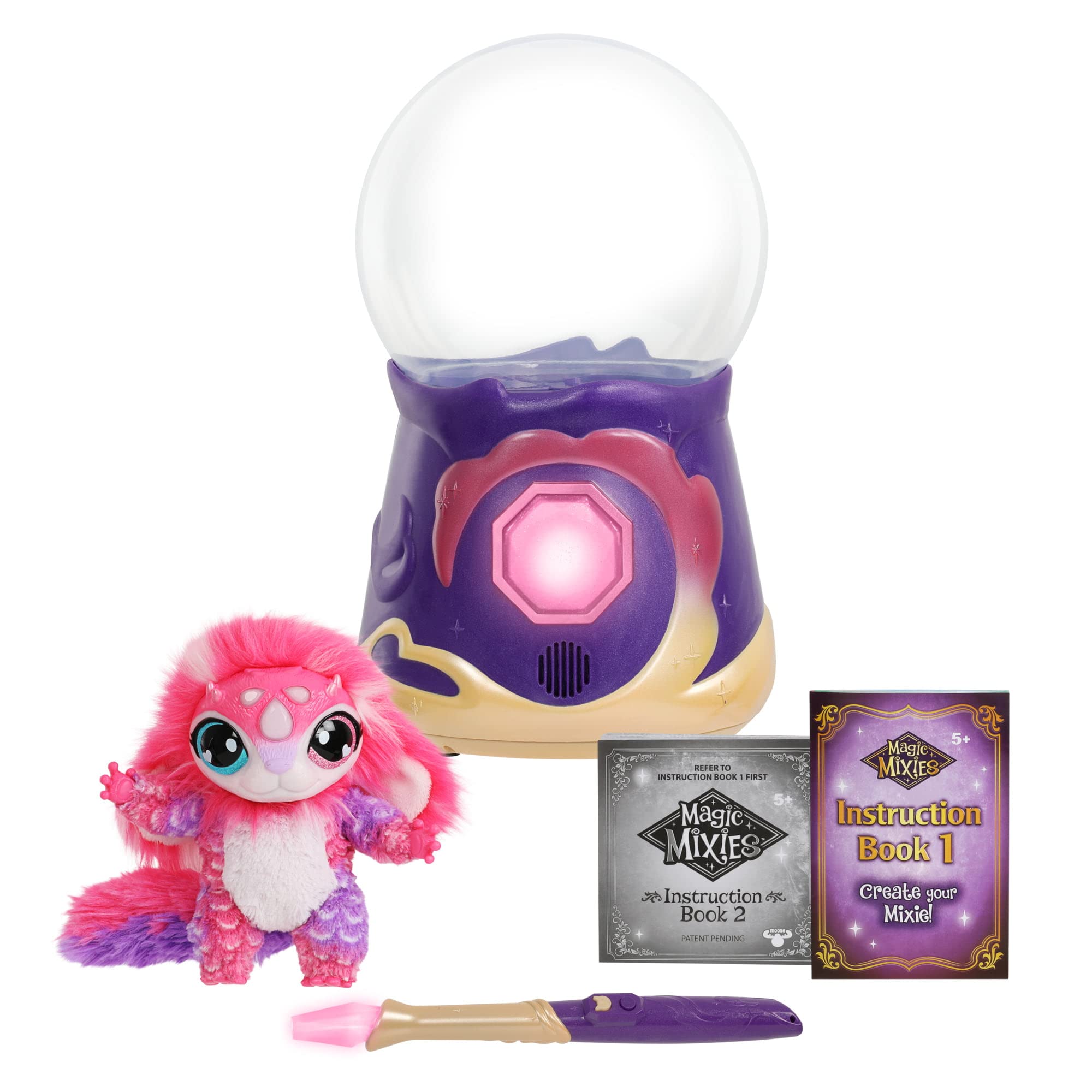 JKNEW Magical Misting Crystal Ball with Interactive 8 inch Blue Plush Toy and 80+ Sounds and Reactions, Electronic Pet, Ages 5+ (Pink)