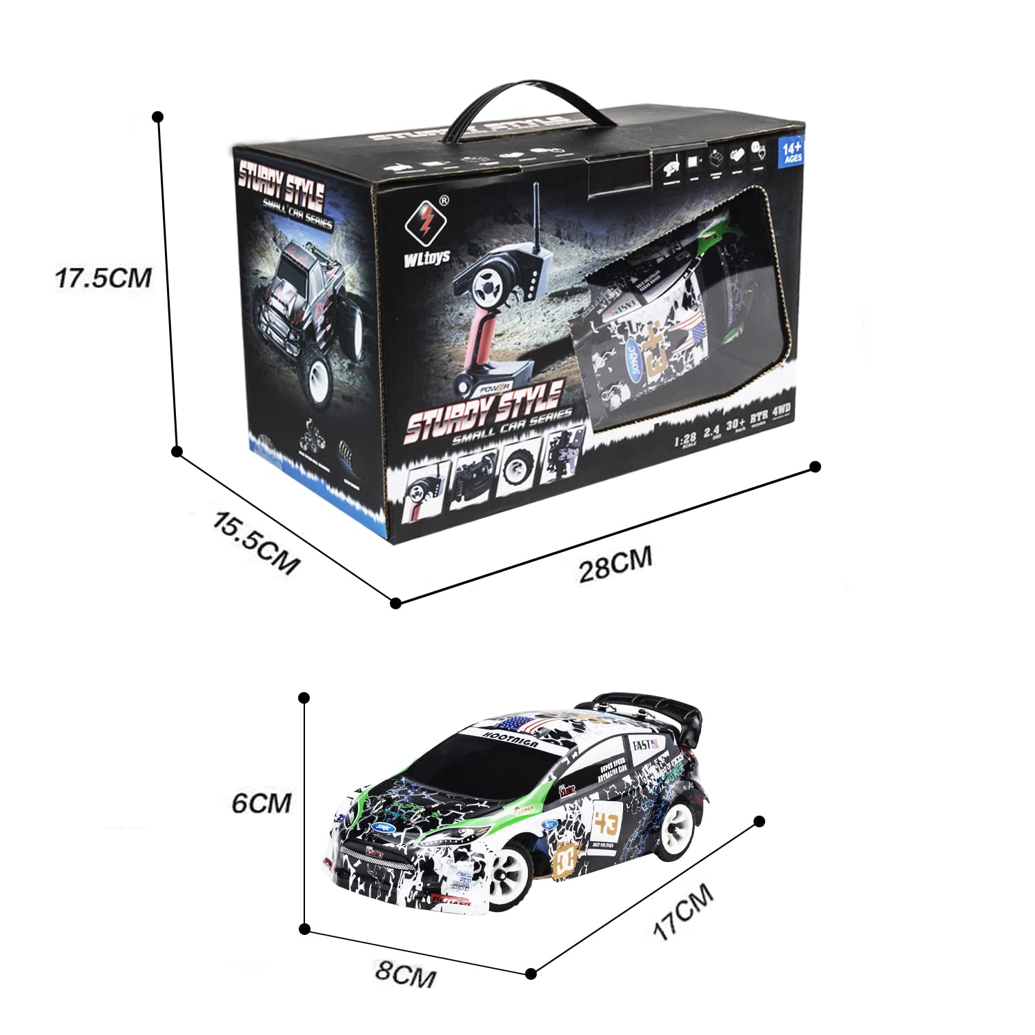 LEOSO Wltoys K989 RC Car 3pcs Upgraded 500mah Battery 1/28 RC Car 2.4G Remote Control Cars 4WD Tabletop Drift Rc Car 30km/h Mini RC Drift Car for Kids Gifts