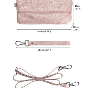 Uromee Wristlet Wallet Clutch Purses for Women Genuine Leather RFID Crossbody Bag Card Holder Detachable Shoulder Strap