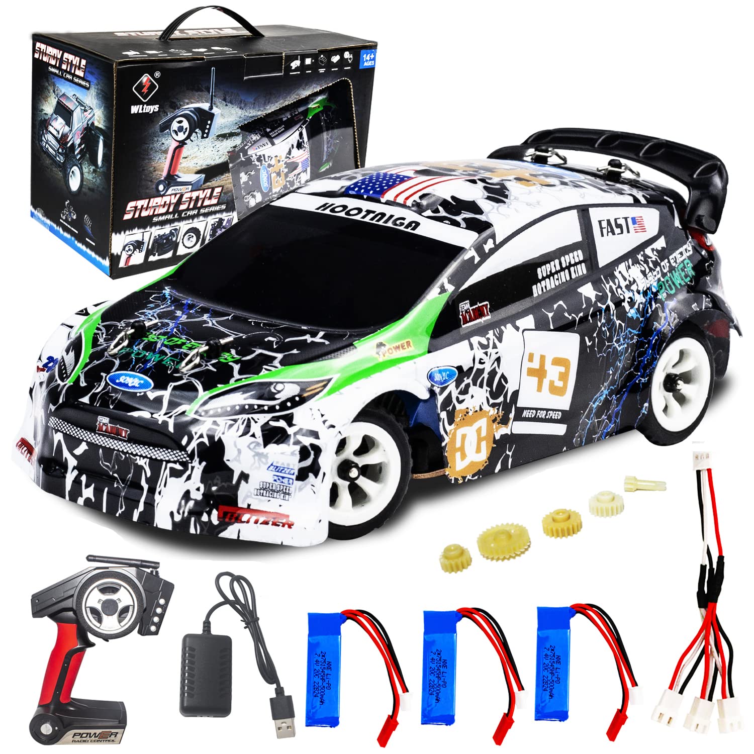 LEOSO Wltoys K989 RC Car 3pcs Upgraded 500mah Battery 1/28 RC Car 2.4G Remote Control Cars 4WD Tabletop Drift Rc Car 30km/h Mini RC Drift Car for Kids Gifts