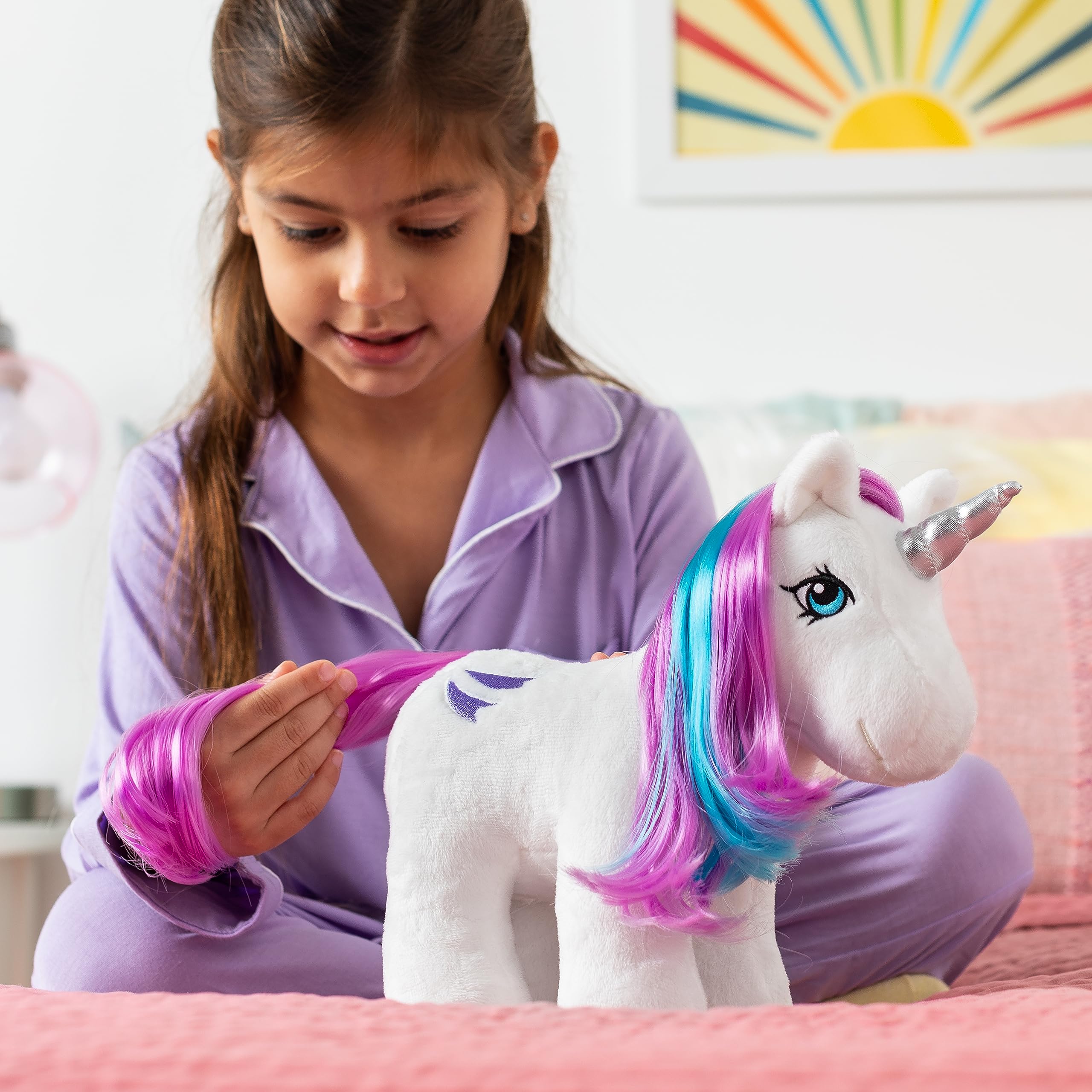 My Little Pony Unicorn and Pegasus Plush - Glory - Collector Plushie, Retro Stuffed Toy Animal, Kid, Toddler, Girl, boy, Mom, Birthday, Ages 3+