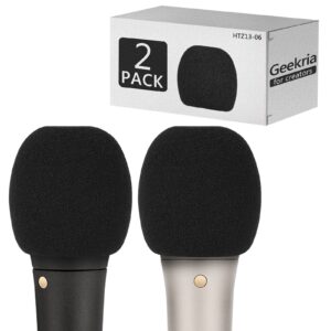 geekria for creators foam windscreen compatible with rode m1, m1-s, m2, rodelink tx-m2, rt-66p, s1 microphone antipop foam cover, mic wind cover, sponge foam filter (black / 2 pack)