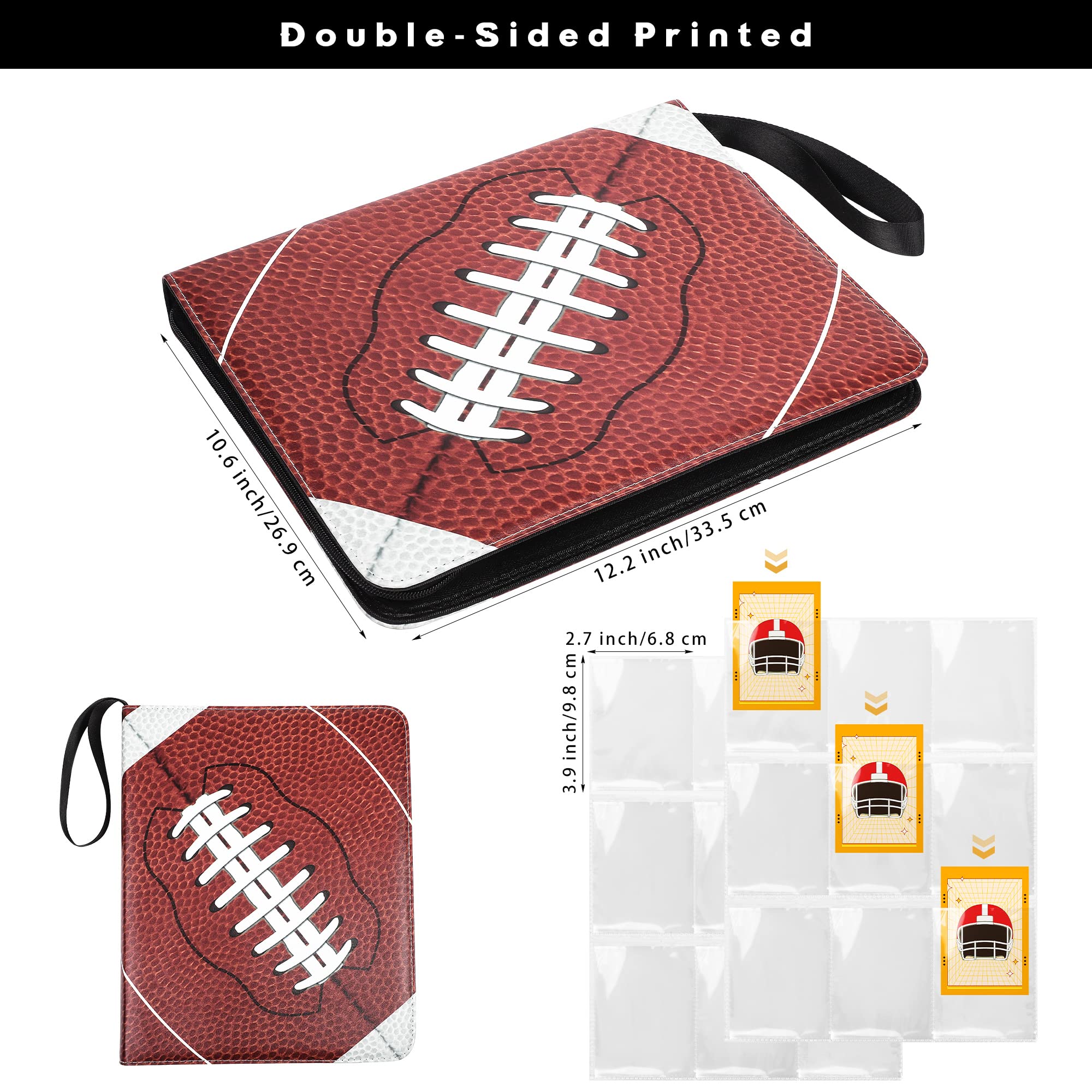 Elcoho 900 Pockets Football Card Binder for Trading Cards Holder with Sleeves Album Cards Holder Protectors with 3 D-Ring Album for Sports, Football Card Collection Storage