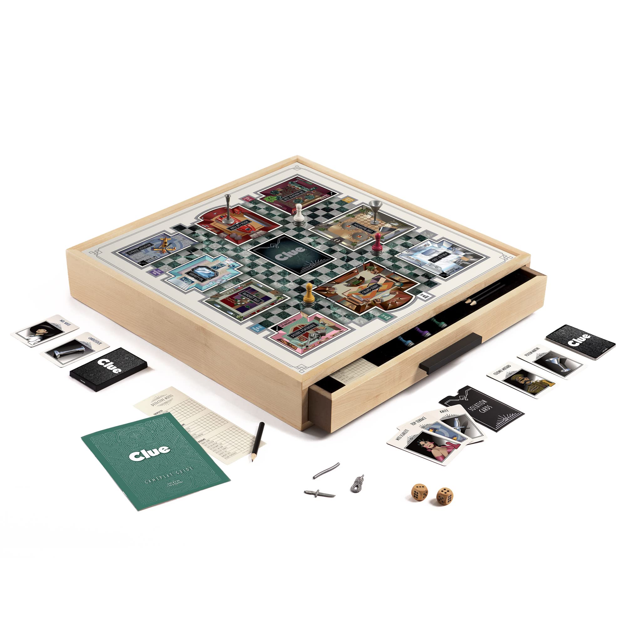 WS Game Company Clue Luxe Edition with Solid Maple Wood Cabinet