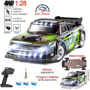 Wltoys 284131 RC Cars 1/28 Mini Drift RC Car with 3pcs Upgraded 500mah Battery 30km/h RC Drift Cars 130 Brushed Motor 2.4GHz Remote Control Car LED Car Lamp 4WD Micro RC Drift Car for Adults Gifts