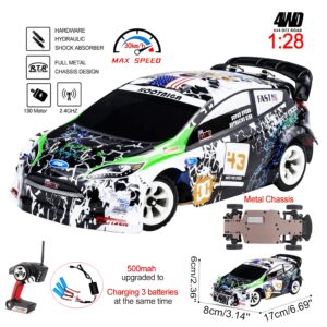 LEOSO Wltoys K989 RC Car 3pcs Upgraded 500mah Battery 1/28 RC Car 2.4G Remote Control Cars 4WD Tabletop Drift Rc Car 30km/h Mini RC Drift Car for Kids Gifts