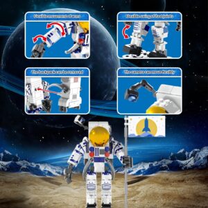 SIENON Astronaut Toys Building Kit for Kids and Adults-229pcs Building Block Astronaut Figure Holding The Flag with Movable Joints, DIY Spaceman Assembly Construction STEM Toy City Space Building Set